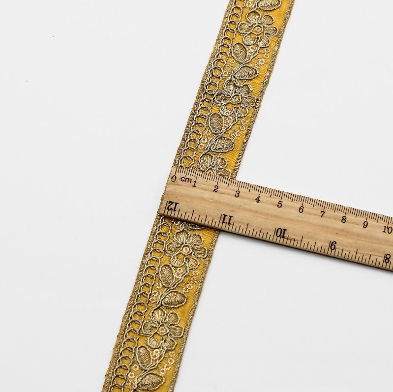 Chiffon-Stickband mit Goldfaden, 3 cm – Bild 3 | LuxeStyle