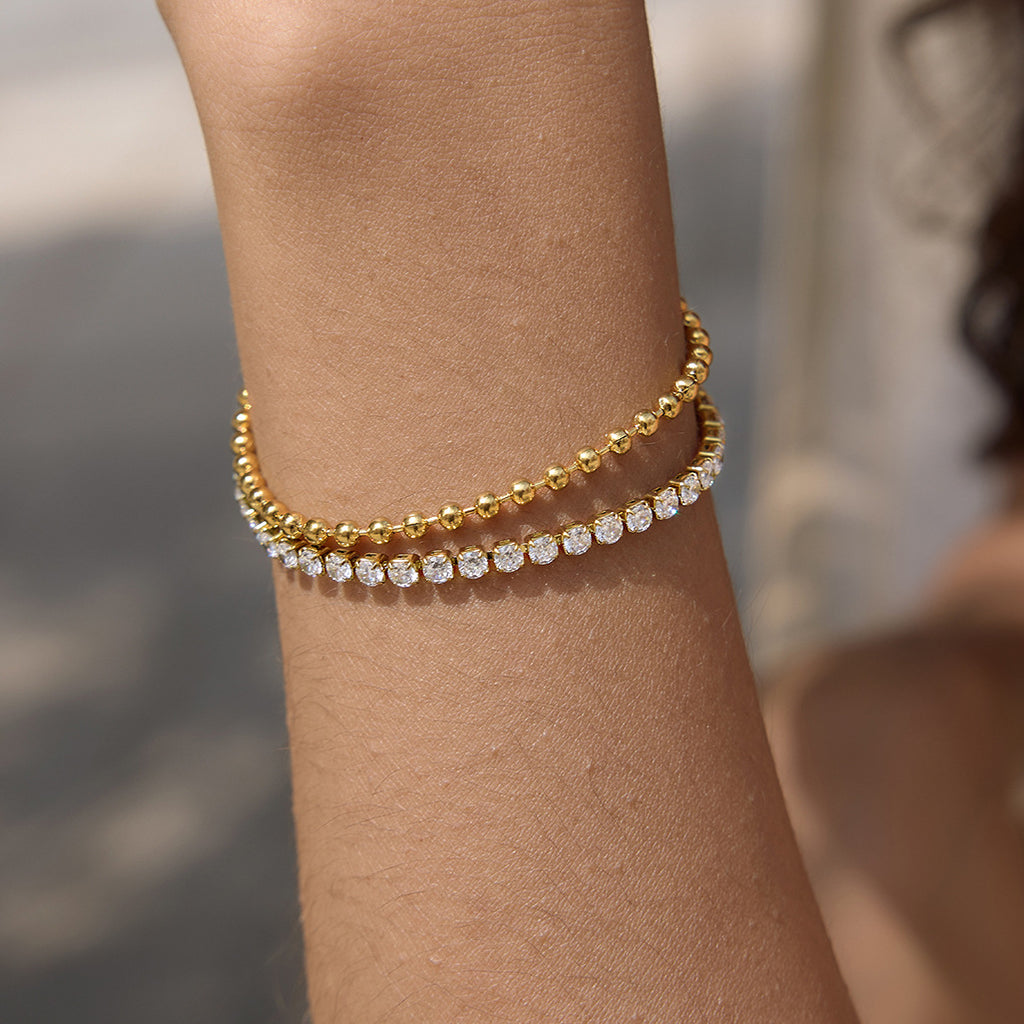 Doppellagiges Zirkon-Armband aus Edelstahl – Bild 1 | LuxeStyle