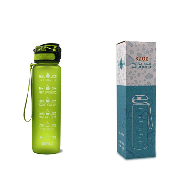 Motivierende Wasserflasche mit Zeitmarken, 1L, leckdicht