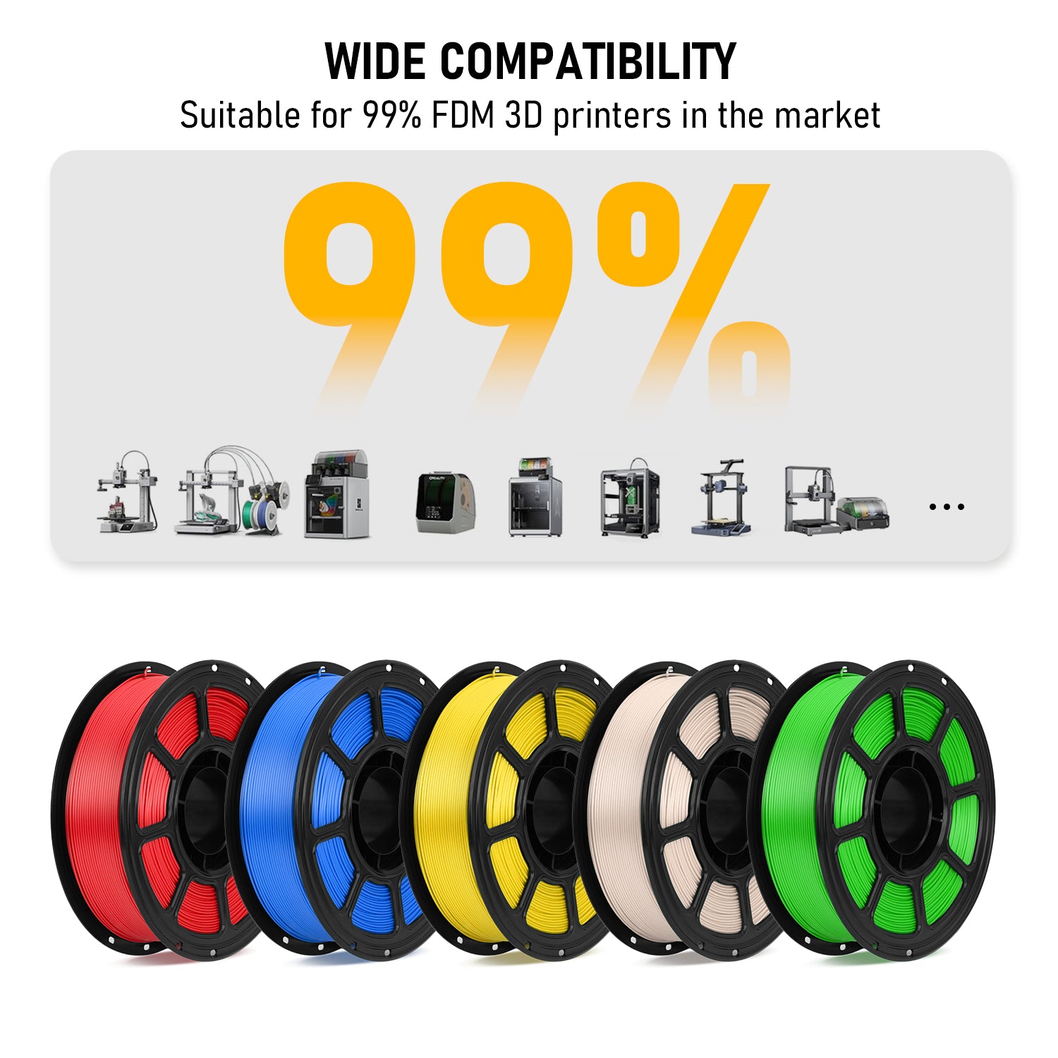 PLA 5er-Pack 3D-Drucker-Filament, 1.75mm