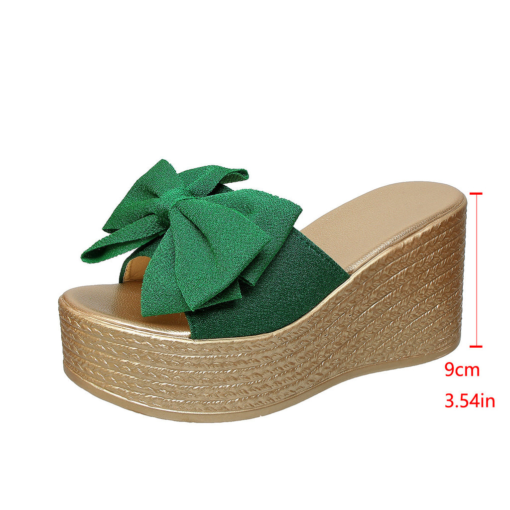 Keil-Sandalen mit Schleife