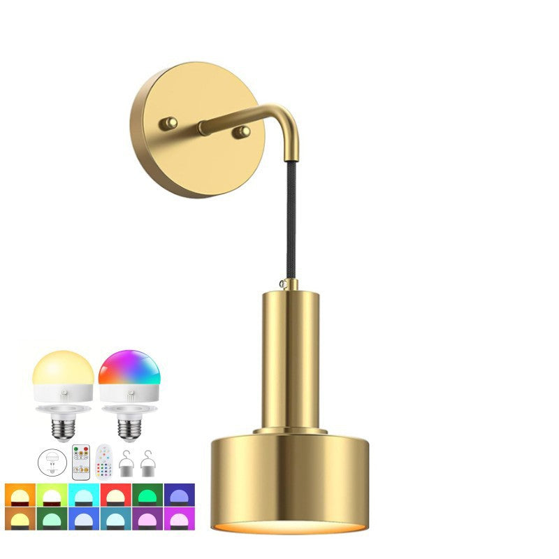 Kabellose RGB-Wandlampe gold mit Fernbedienung