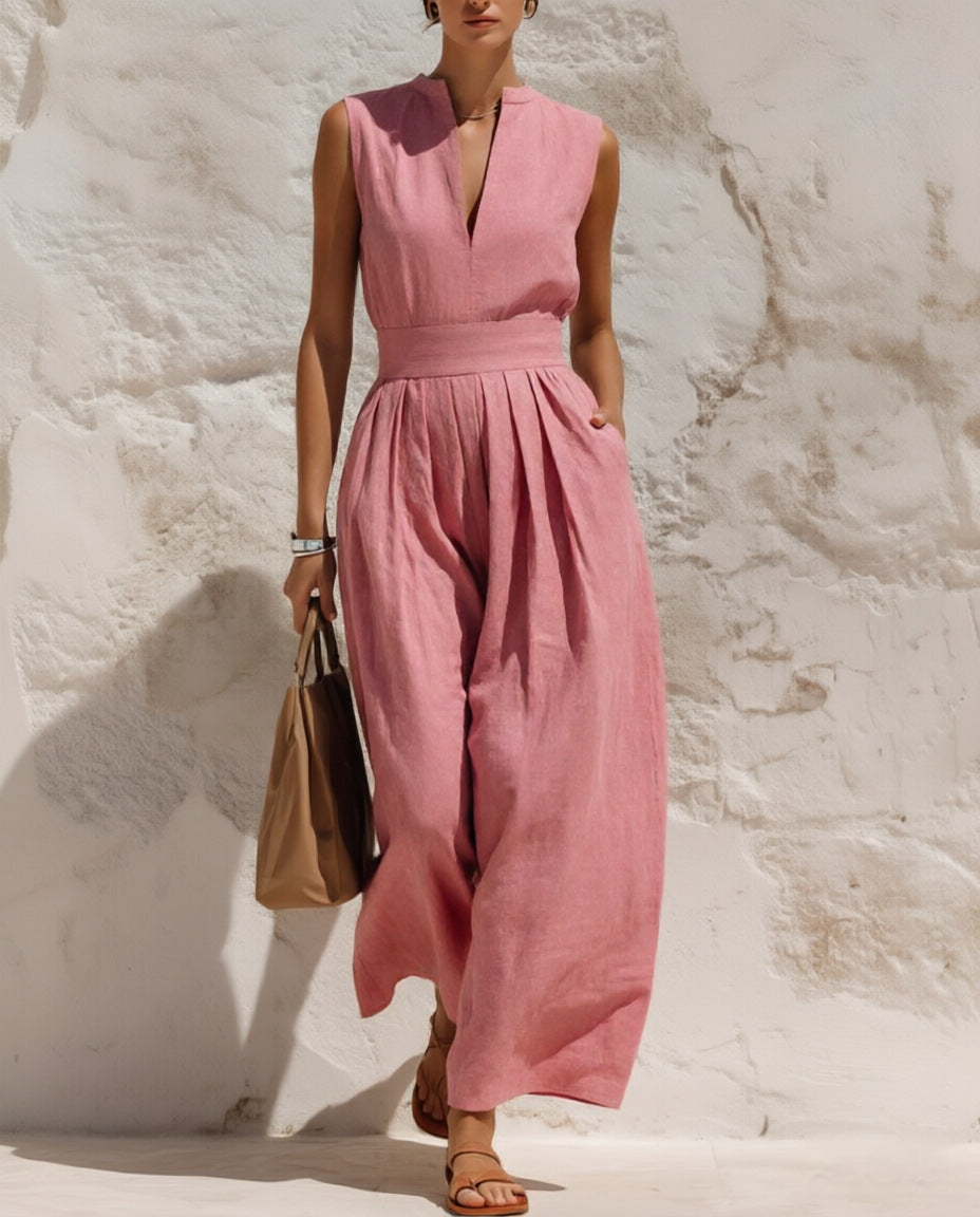 Ärmelloser Jumpsuit mit weitem Bein