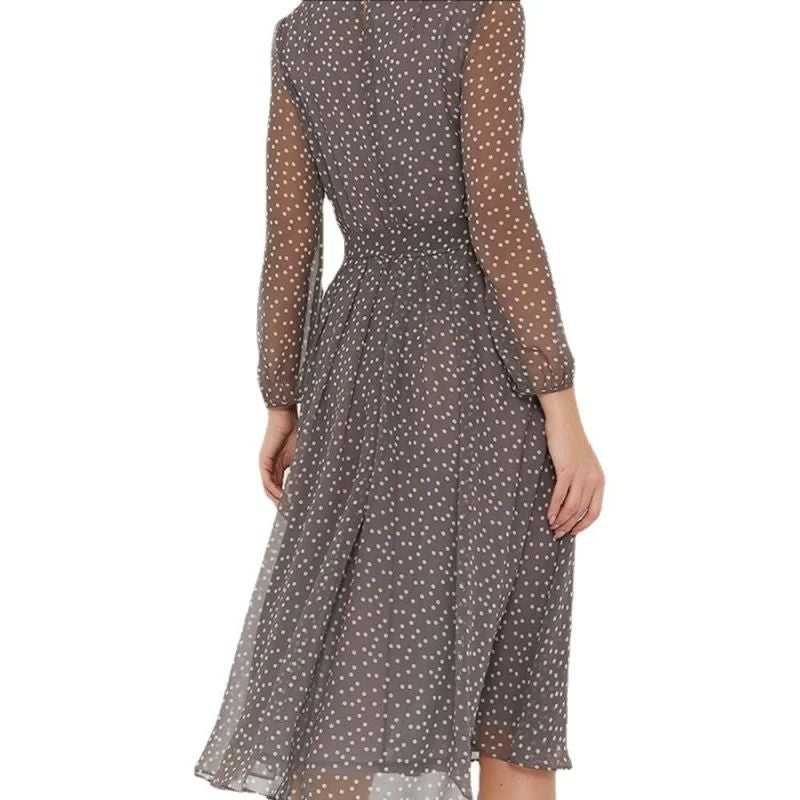 Polkadot-Crewneck-Kleid mit langen Ärmeln – Bild 3 | LuxeStyle