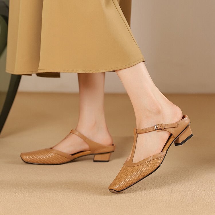Chunky-Heel T-Strap Mary Jane Slipper
