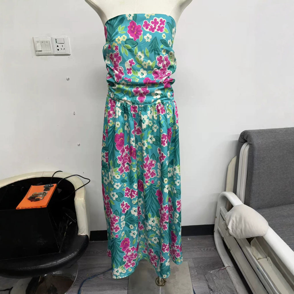 Vintage Bandeau Maxikleid mit Blumenmuster – Bild 9 | LuxeStyle