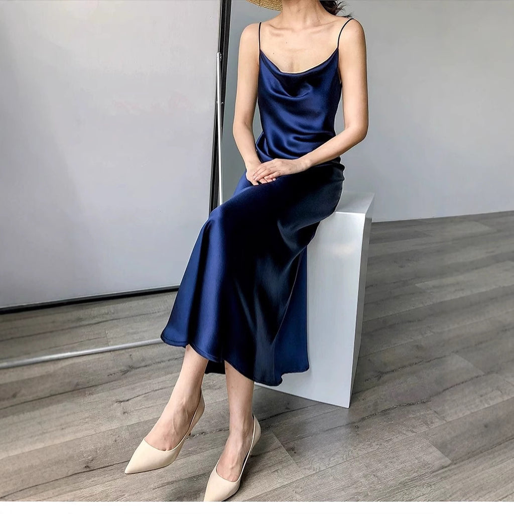Satin-Trägerkleid aus Azetat | LuxeStyle