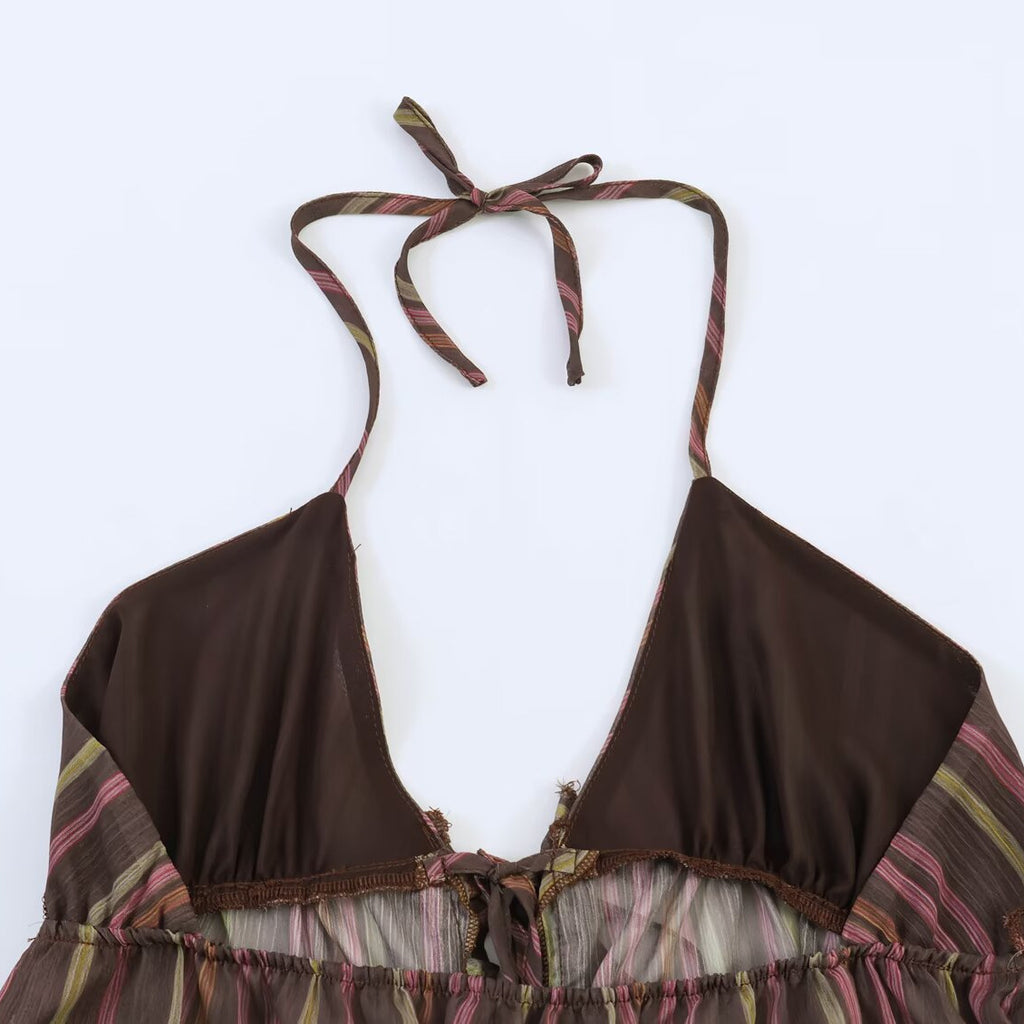 Retro Metallic Gestreiftes Camisole Top