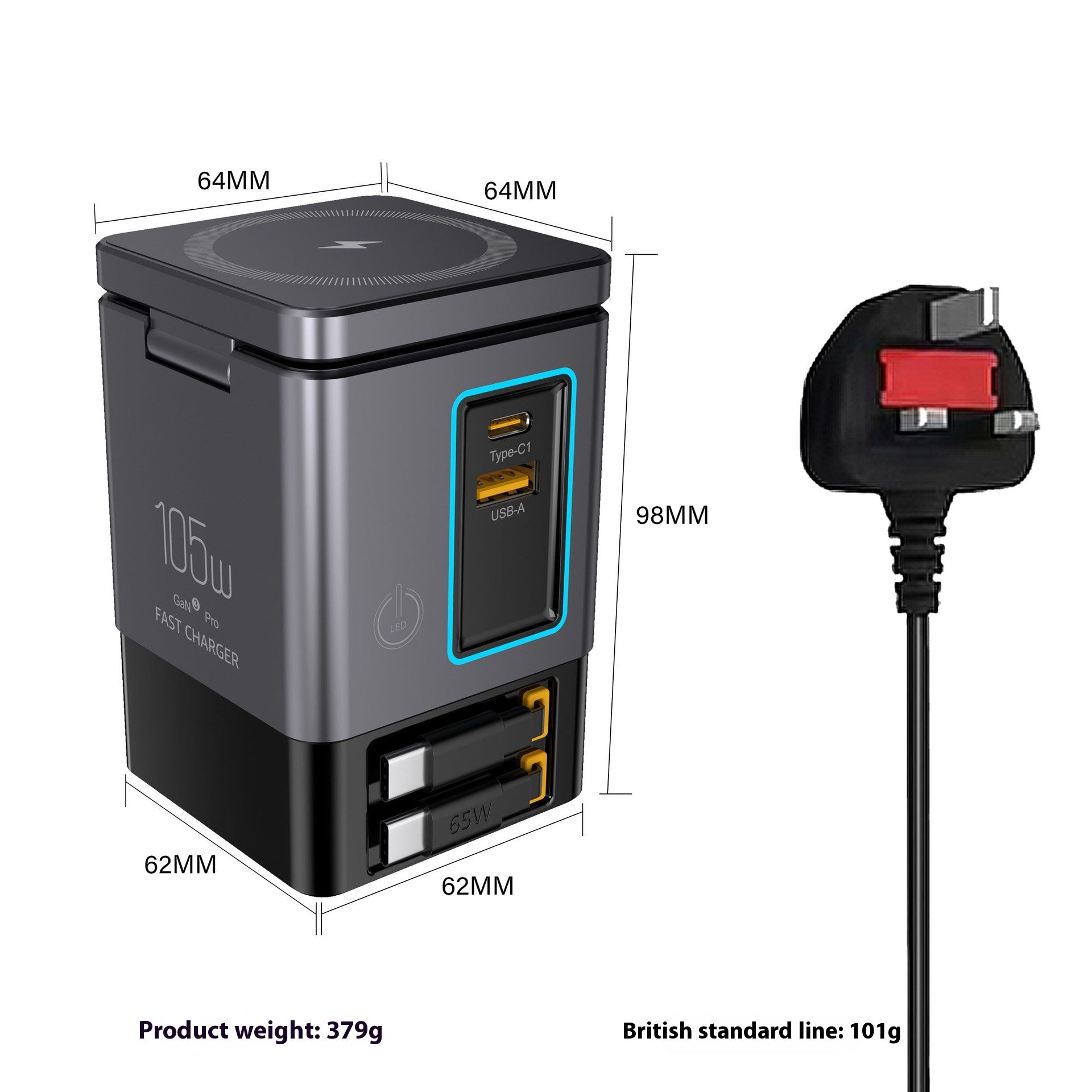 105W Multifunktionales Magnetisches GaN Wireless Ladegerät