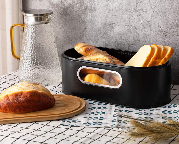 Brotbox aus Metall mit Bambusdeckel