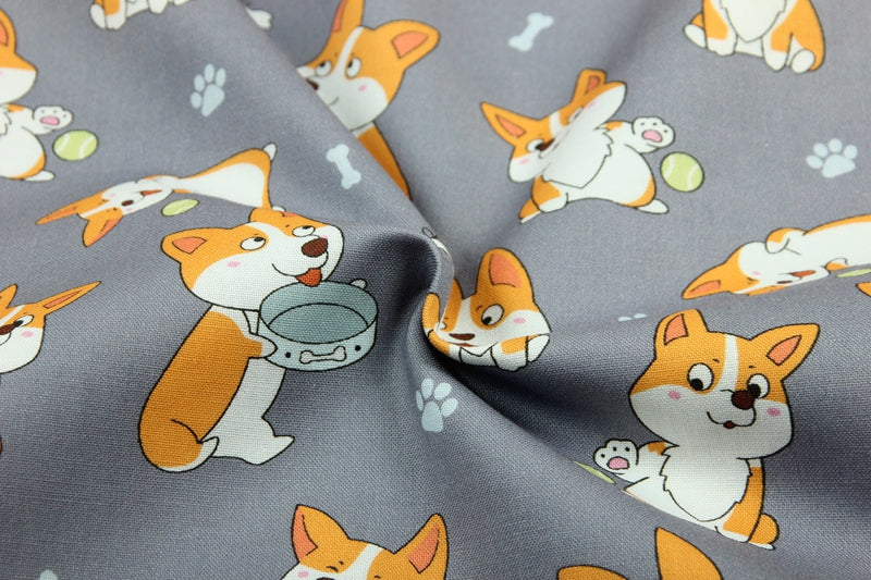 Baumwollstoff mit Corgi-Print im Nordic-Stil – Bild 2 | LuxeStyle