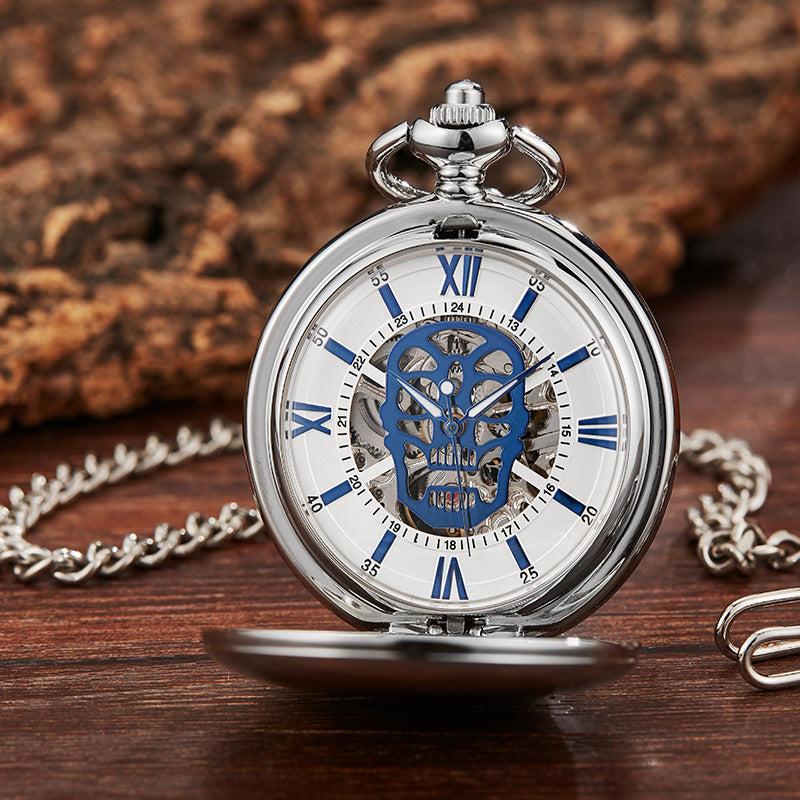 Retro-Skelett-Taschenuhr mit Klappdeckel
