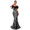Elegantes Off-Shoulder Fishtail-Kleid mit Rüschen