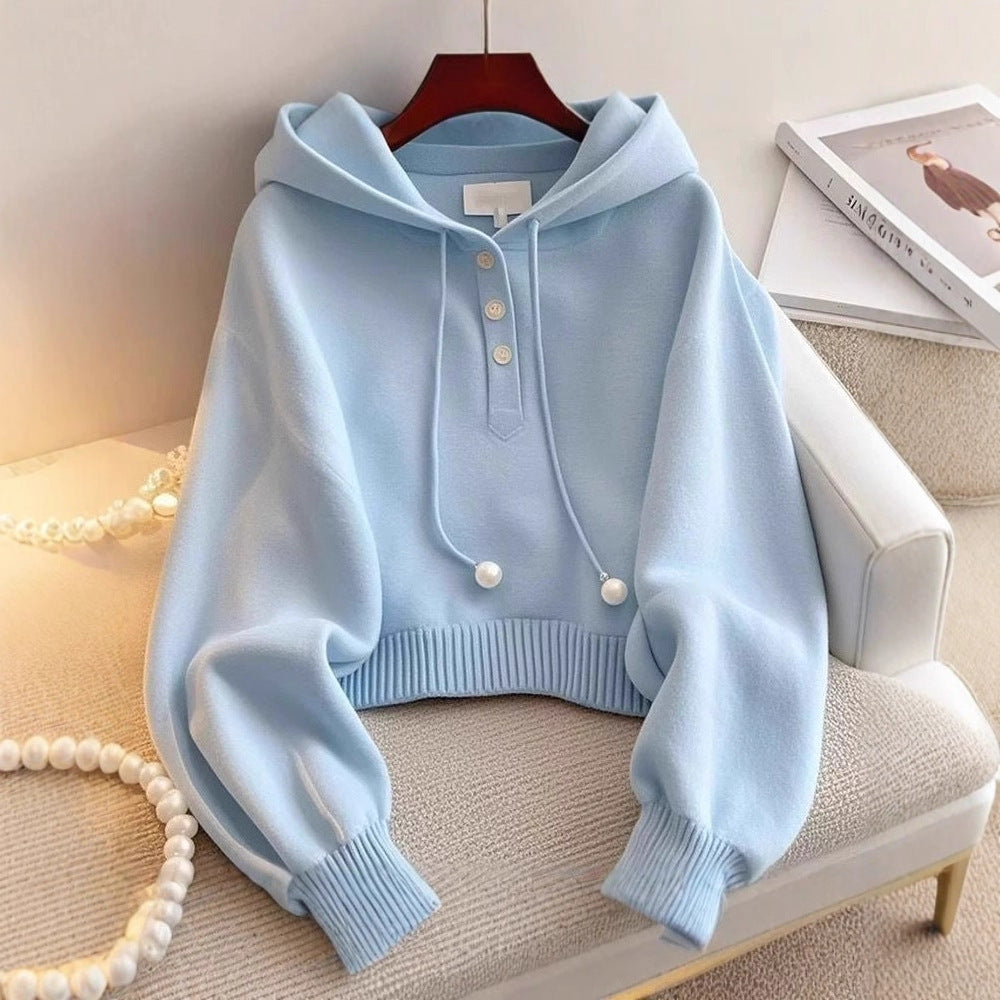 Blaue Kapuzen-Sweater