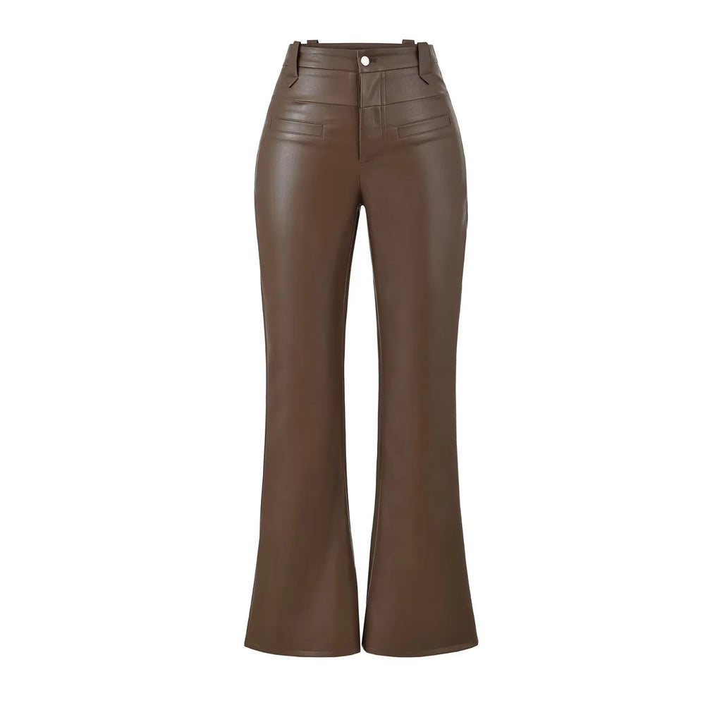 High-Rise Bootcut Hose im Motorrad-Stil