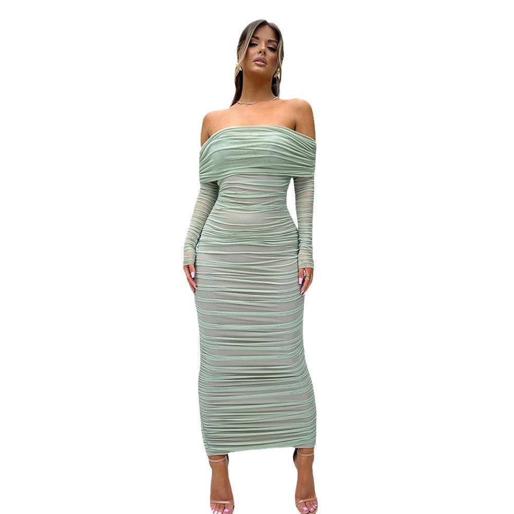 Off-Shoulder-Plisseekleid «Aurélie» · schulterfrei & fliessend (Damen, 4 Farben)