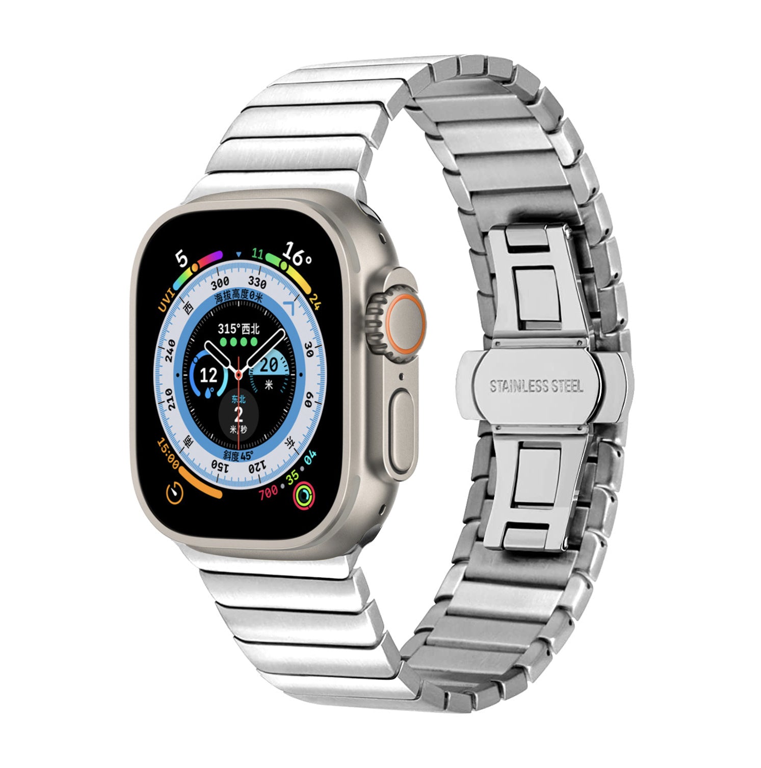 Edelstahl-Armband für Apple Watch 8, Schleifenschnalle