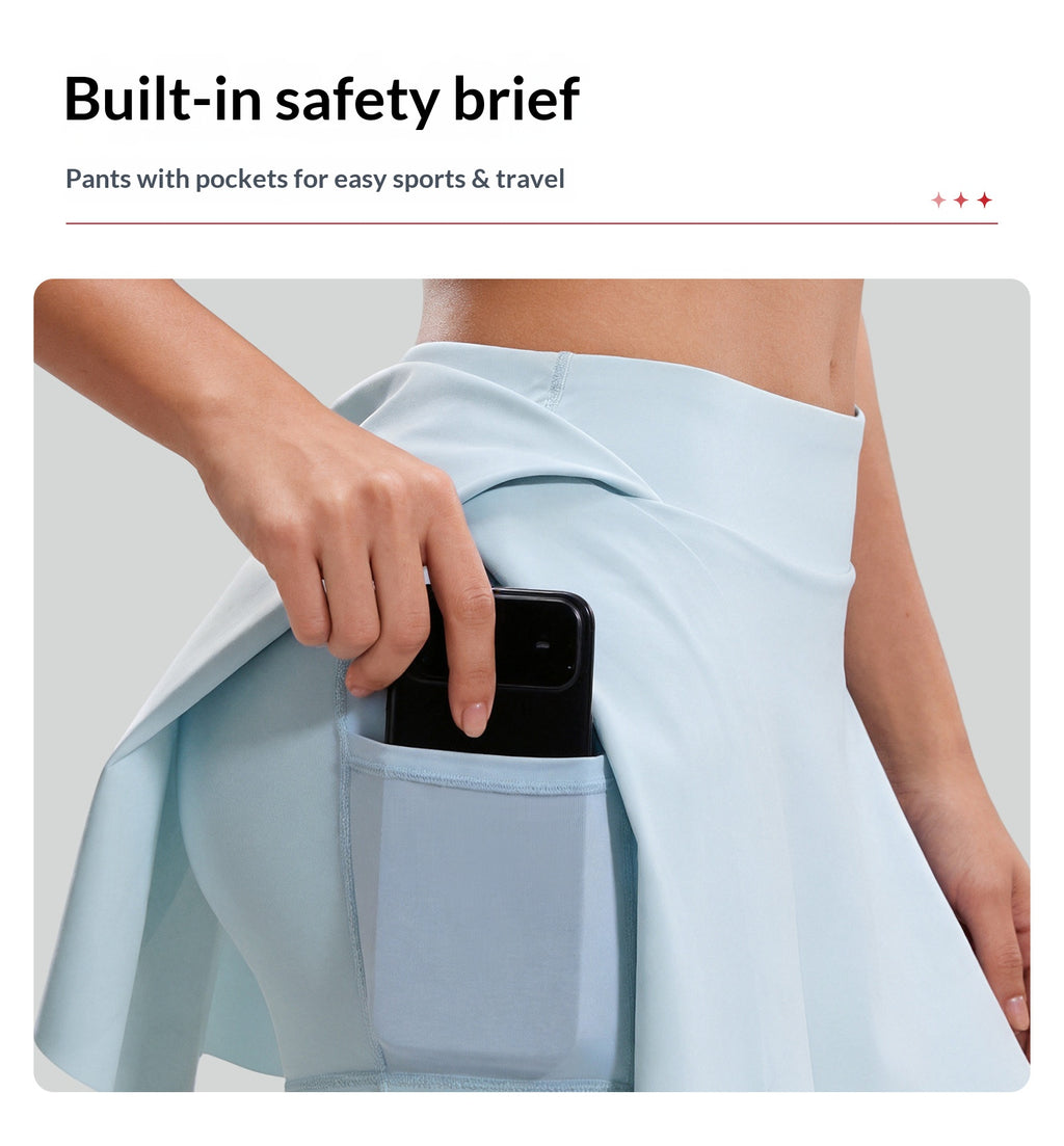 Atmungsaktiver Yoga Skort mit Taschen