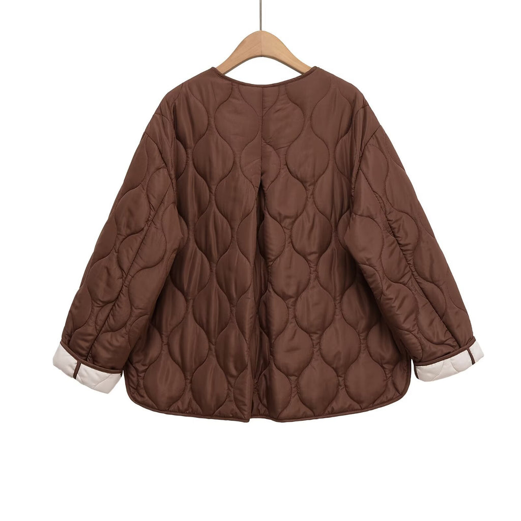Dunkelbraune Crewneck-Longsleeve-Jacke aus Polyester – Bild 5 | LuxeStyle
