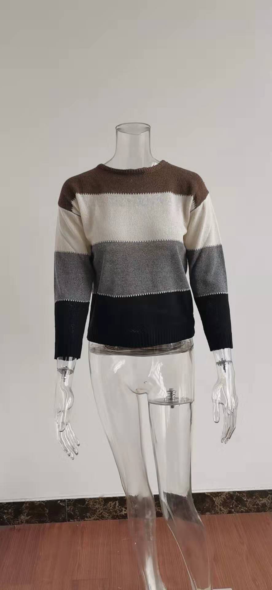 Gestreifter Langarm-Pullover für Damen