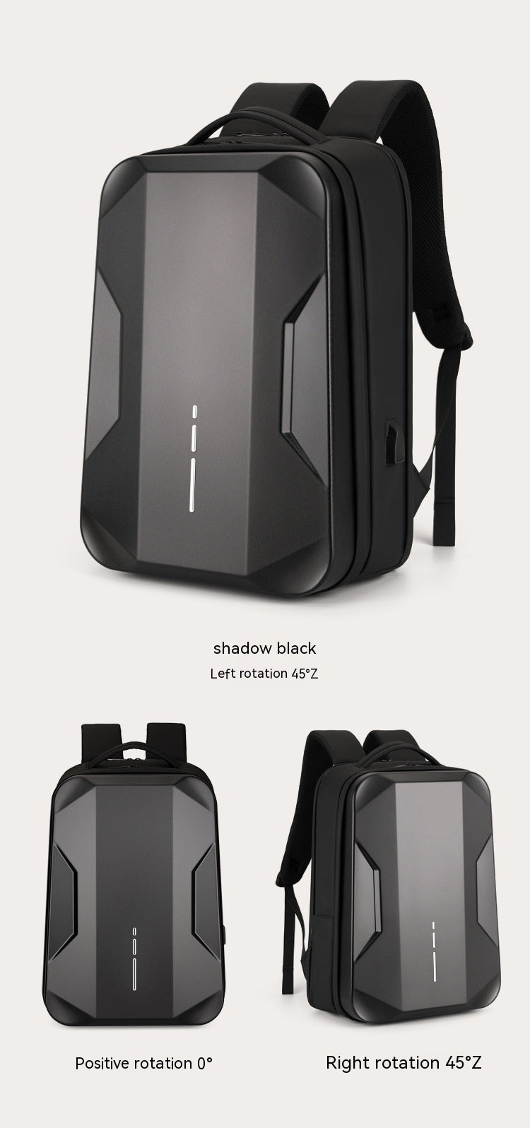 Business Rucksack mit Hartschale und USB-Anschluss