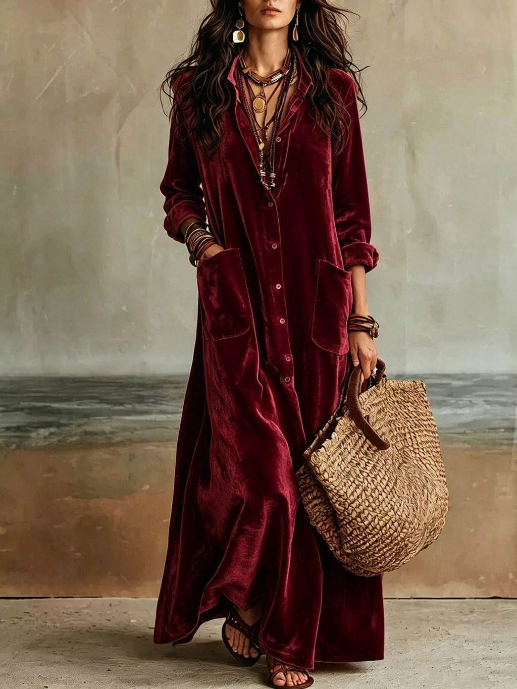 Weisses Velvet-Kleid mit langen Ärmeln – Bild 5 | LuxeStyle