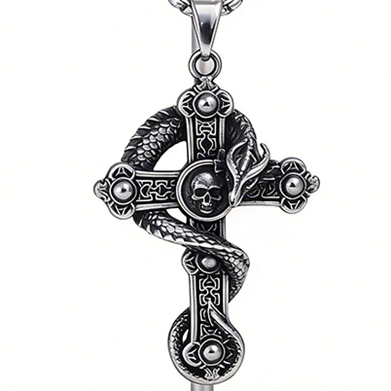 Retro-Anhänger Drachenkreuz aus Titanstahl