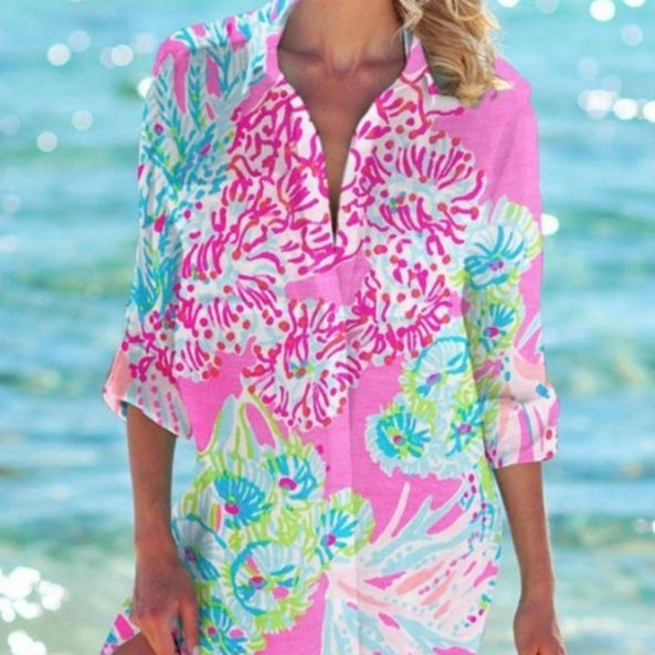 Damen Sommerhemd mit Print – Ansicht 3