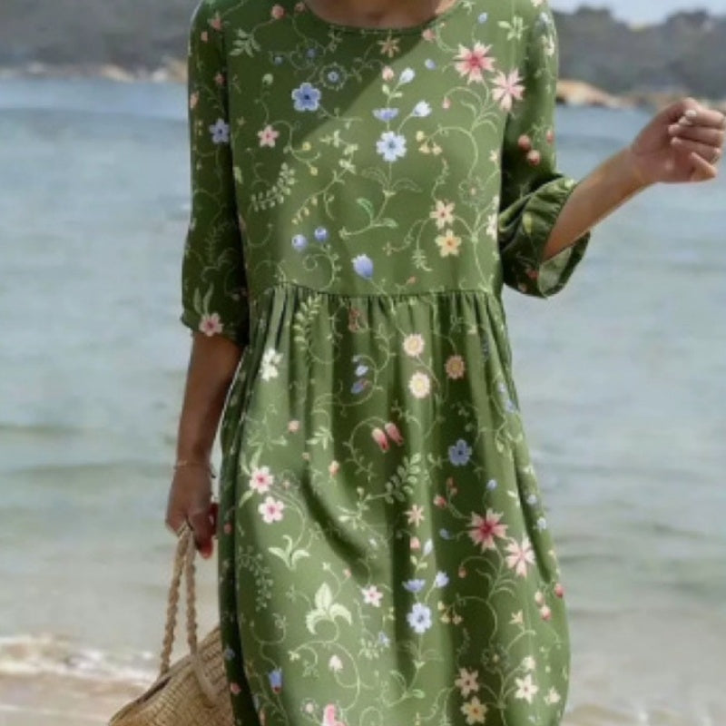 Midi-Kleid mit 3D-Blumenprint – Bild 3 | LuxeStyle