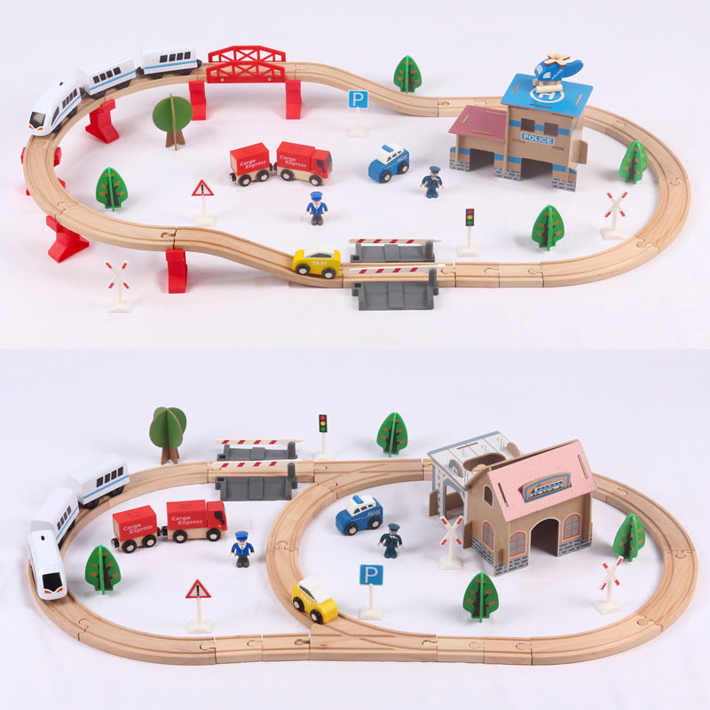Holz-Eisenbahn mit 88 Teilen und Elektrozug | LuxeStyle