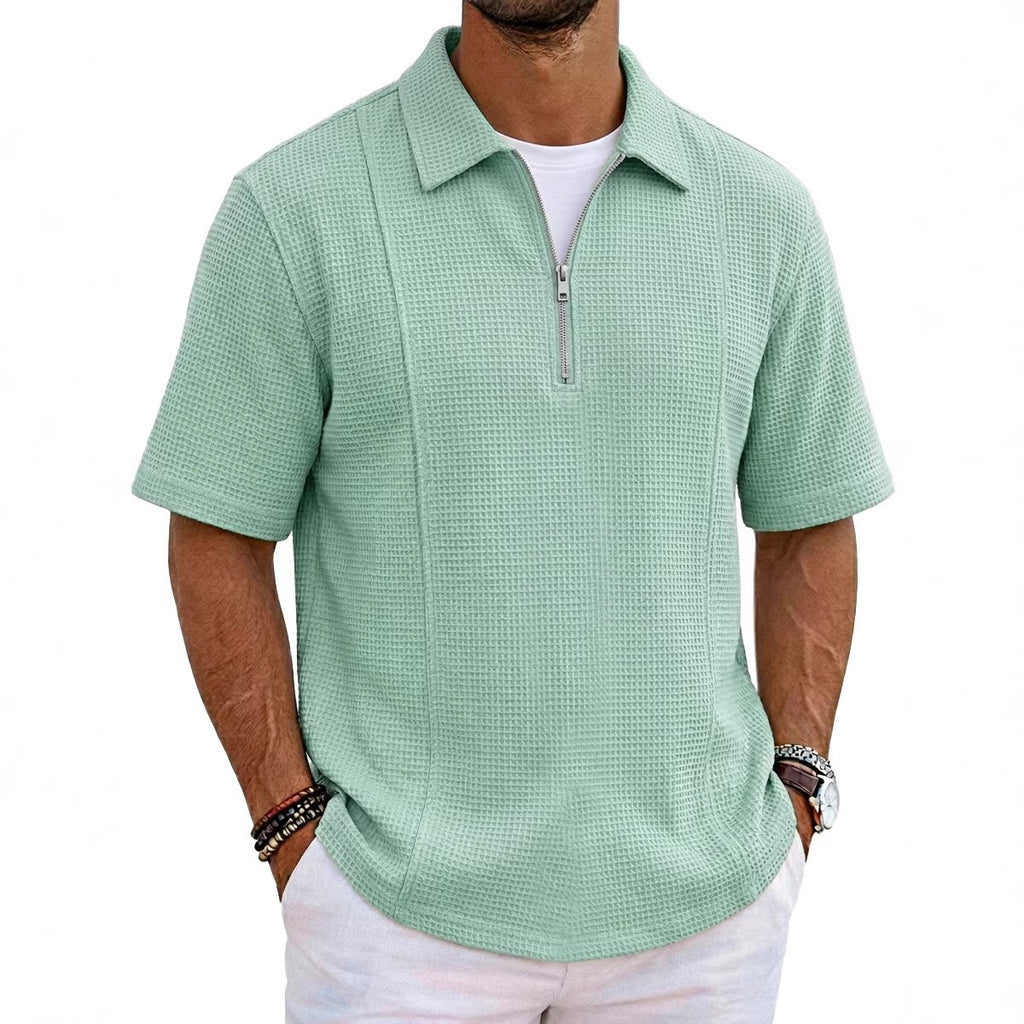 Sportliches Halb-Zip Polo-Shirt mit U-Boot-Ausschnitt