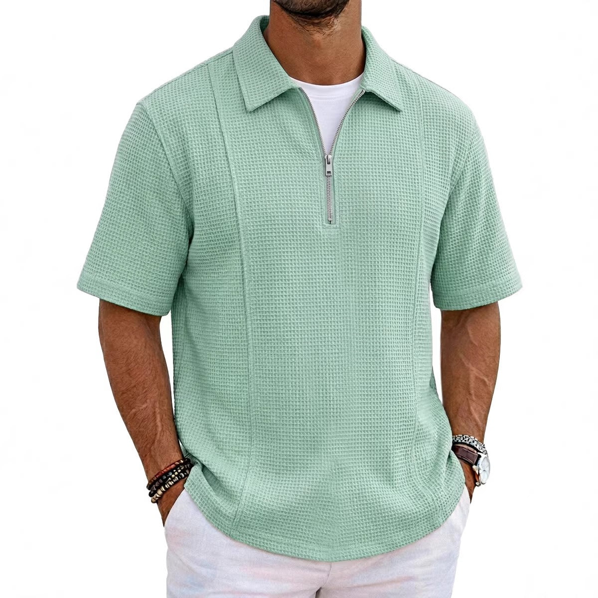 Sportliches Halb-Zip Polo-Shirt mit U-Boot-Ausschnitt