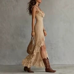 Bohemian Maxi-Kleid mit V-Ausschnitt