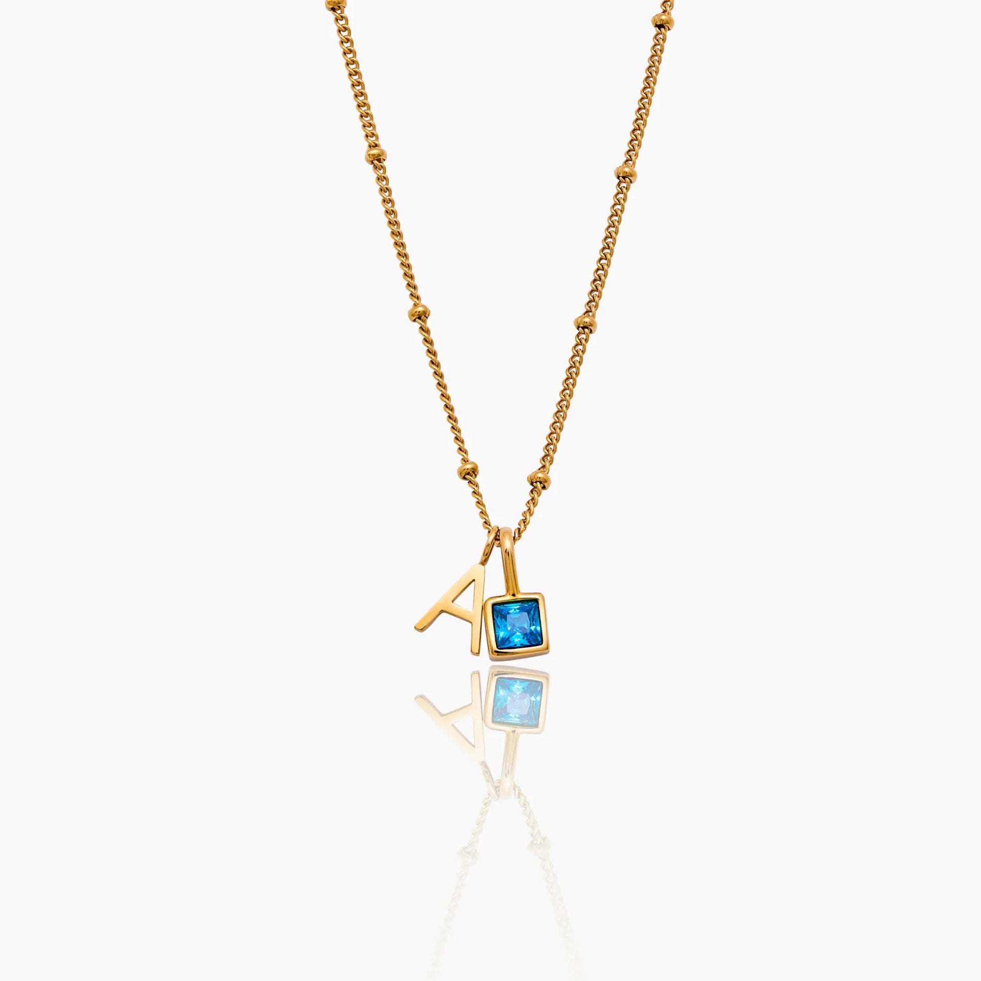Personalisierbare Edelstahl-Halskette mit Perlenkette