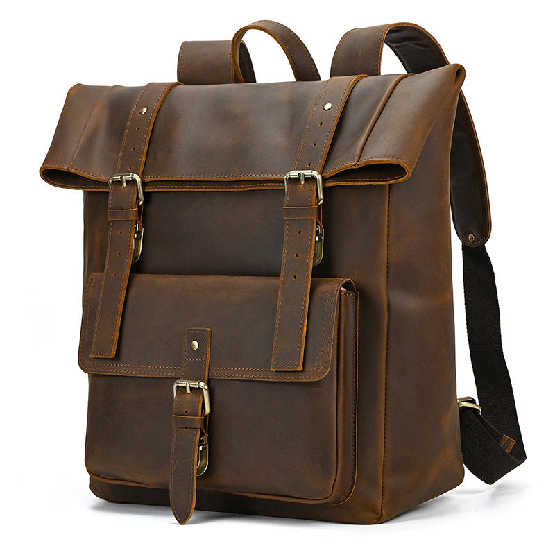 Retro Rucksack aus Rindsleder für 15-Zoll-Laptop