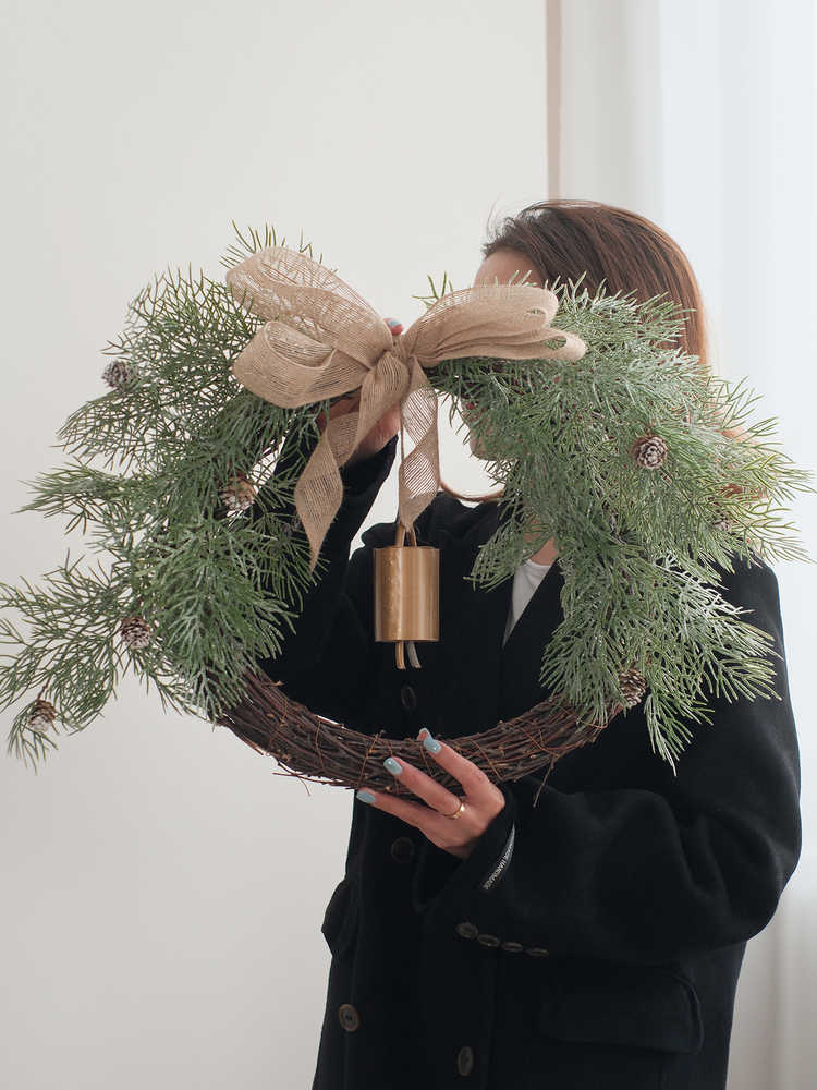 Retro Weihnachtskranz aus Rattan | LuxeStyle