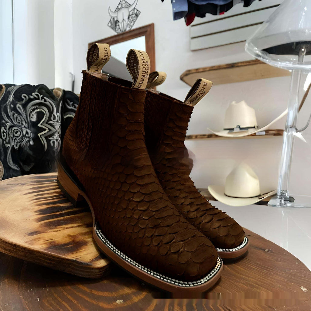 Retro-Herren-Stiefeletten mit Streifenmuster