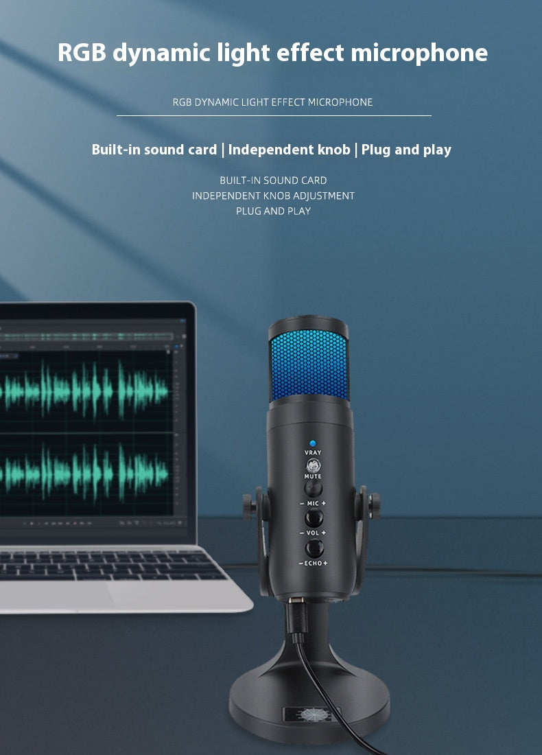 RGB USB Kondensator-Mikrofon mit Stimmungslicht