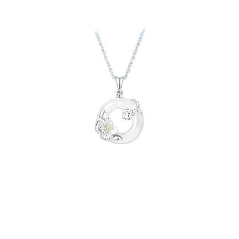 S925 Silber-Halskette «Camélia» – Blüten-Anhänger