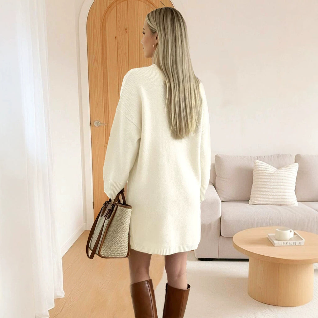 Midilangarm-Strickkleid für Damen