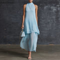 Elegant Armlos Modischer Halsausschnitt Damenkleid