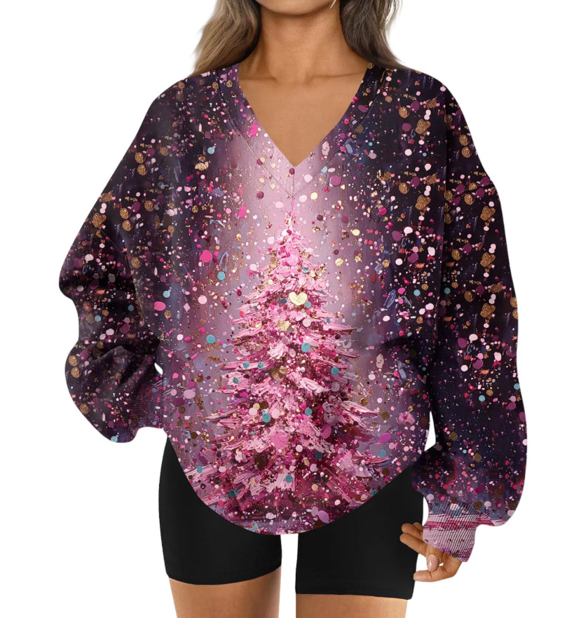 3D-Print V-Neck Sweatshirt für Herbst & Winter