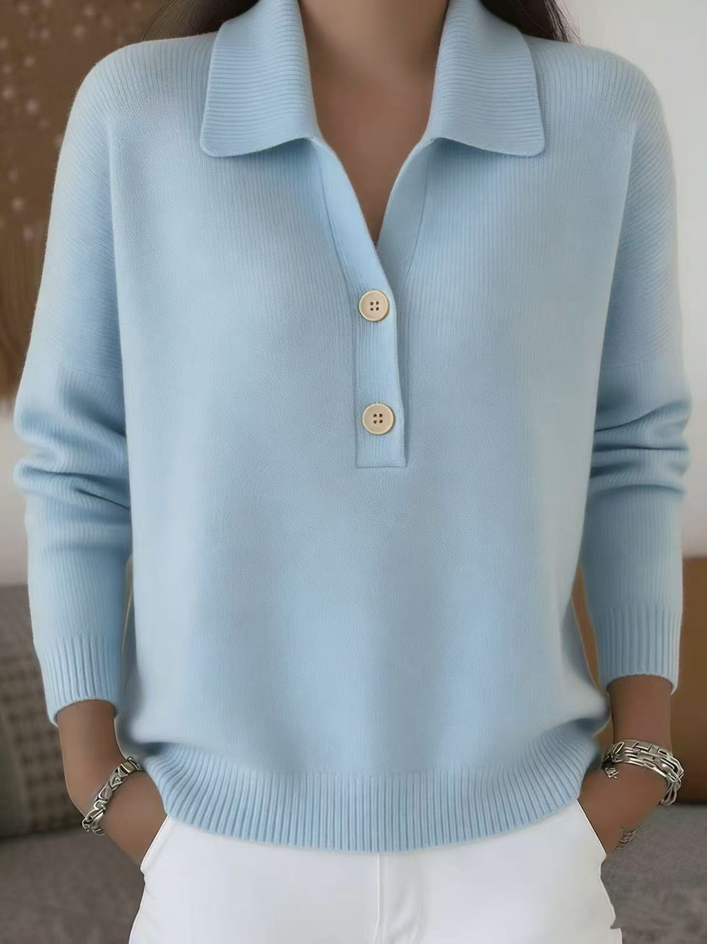 Damen Strickpullover mit Polo-Kragen & Half-Zip – Ansicht 8