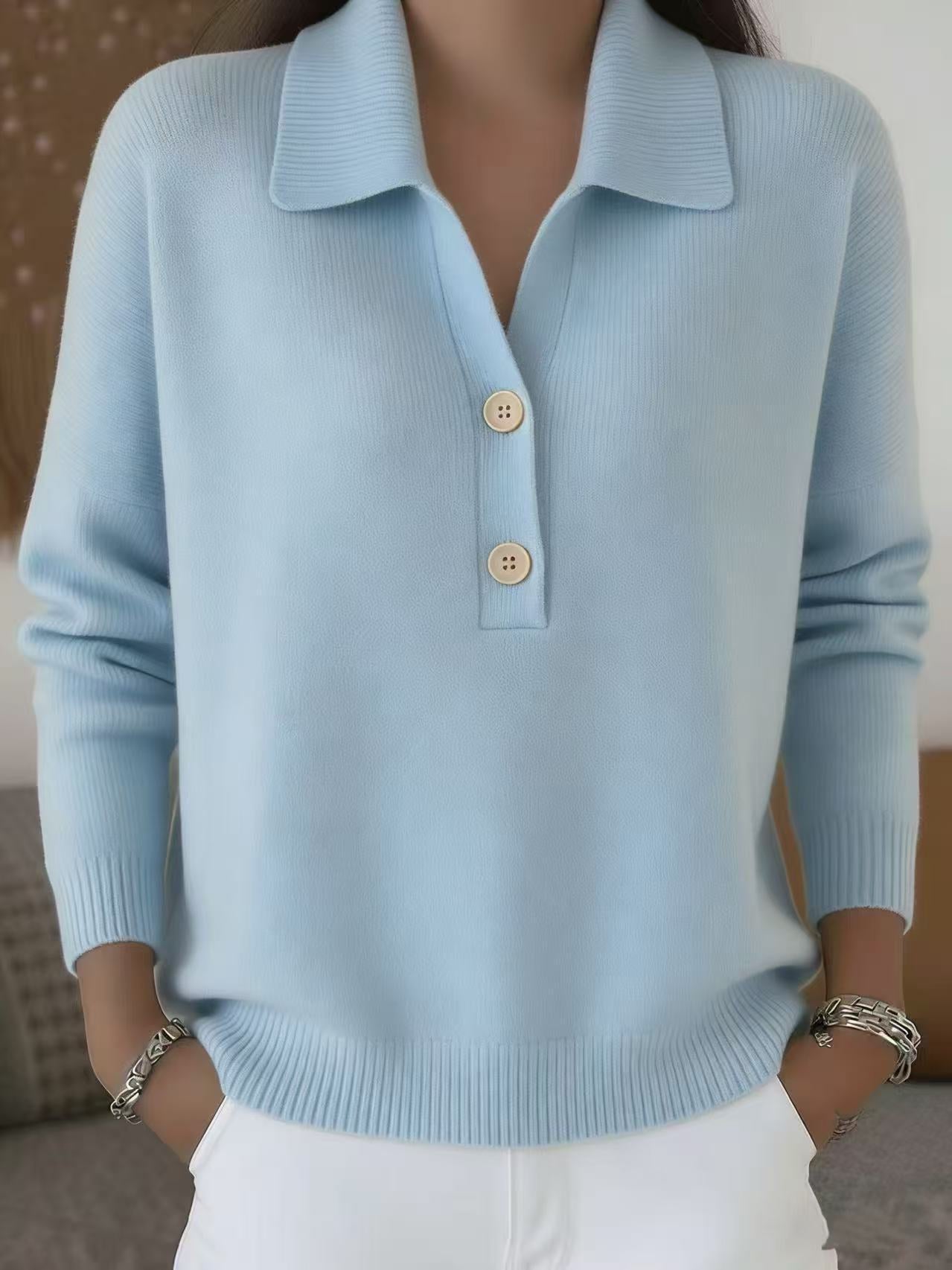 Damen Strickpullover mit Polo-Kragen und Reissverschluss – Ansicht 8