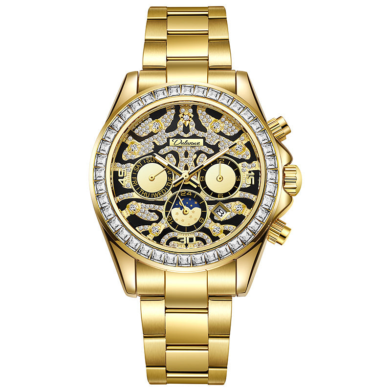 Multifunktionaler Herren-Armbanduhr mit Sonne Mond Stern Kalender, Was