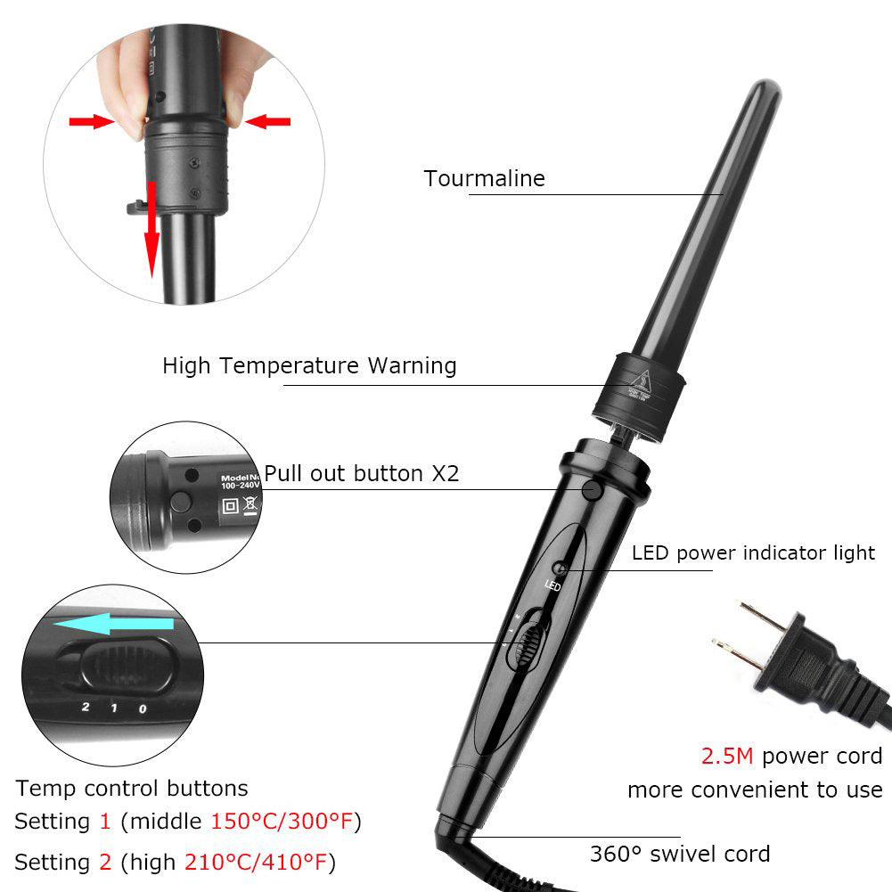 5-in-1 Keramik Lockenstab-Set