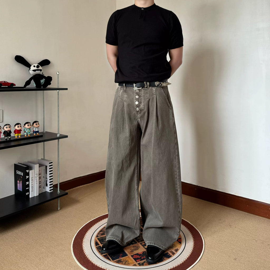 Retro Loose-fit Straight-leg Herrenhosen
