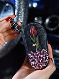Schlüsselmäppchen mit Strass und Rosen