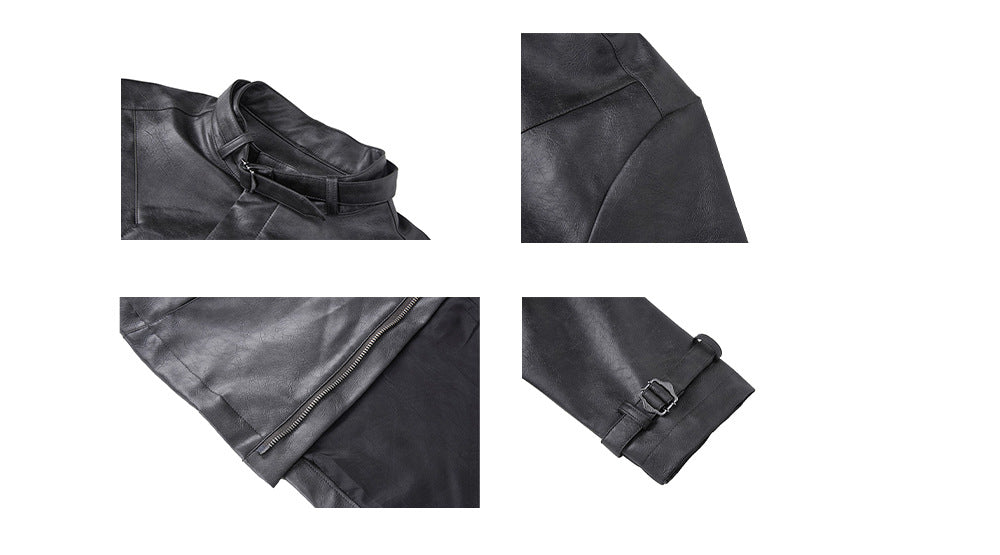 Distressed Leder Off-Shoulder Jacke