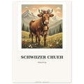 Schweiz-Poster «Alpenkuh» · Kunstdruck mit Blumenkranz